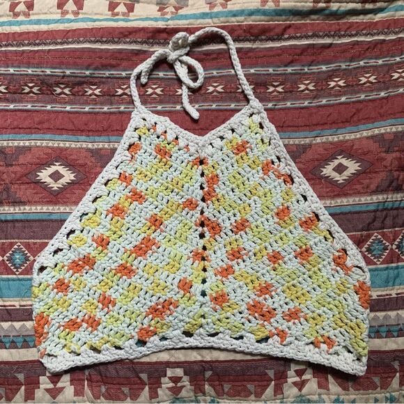 Crotchet Halter Tie Tank Top Medium - Picture 1 of 4